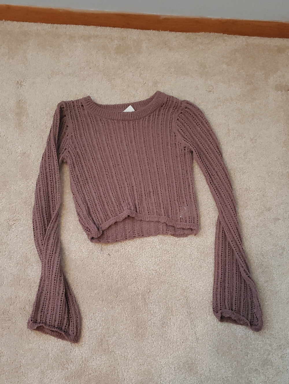 No Boundaries Brown Open-Knit/ Fish Net Crop Top Womens XS